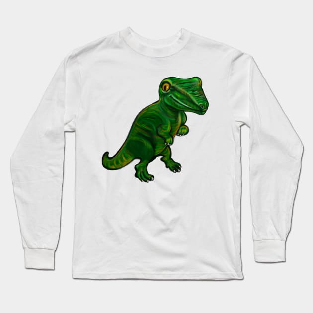 Dinosaur - green dinosaur Long Sleeve T-Shirt by Artonmytee